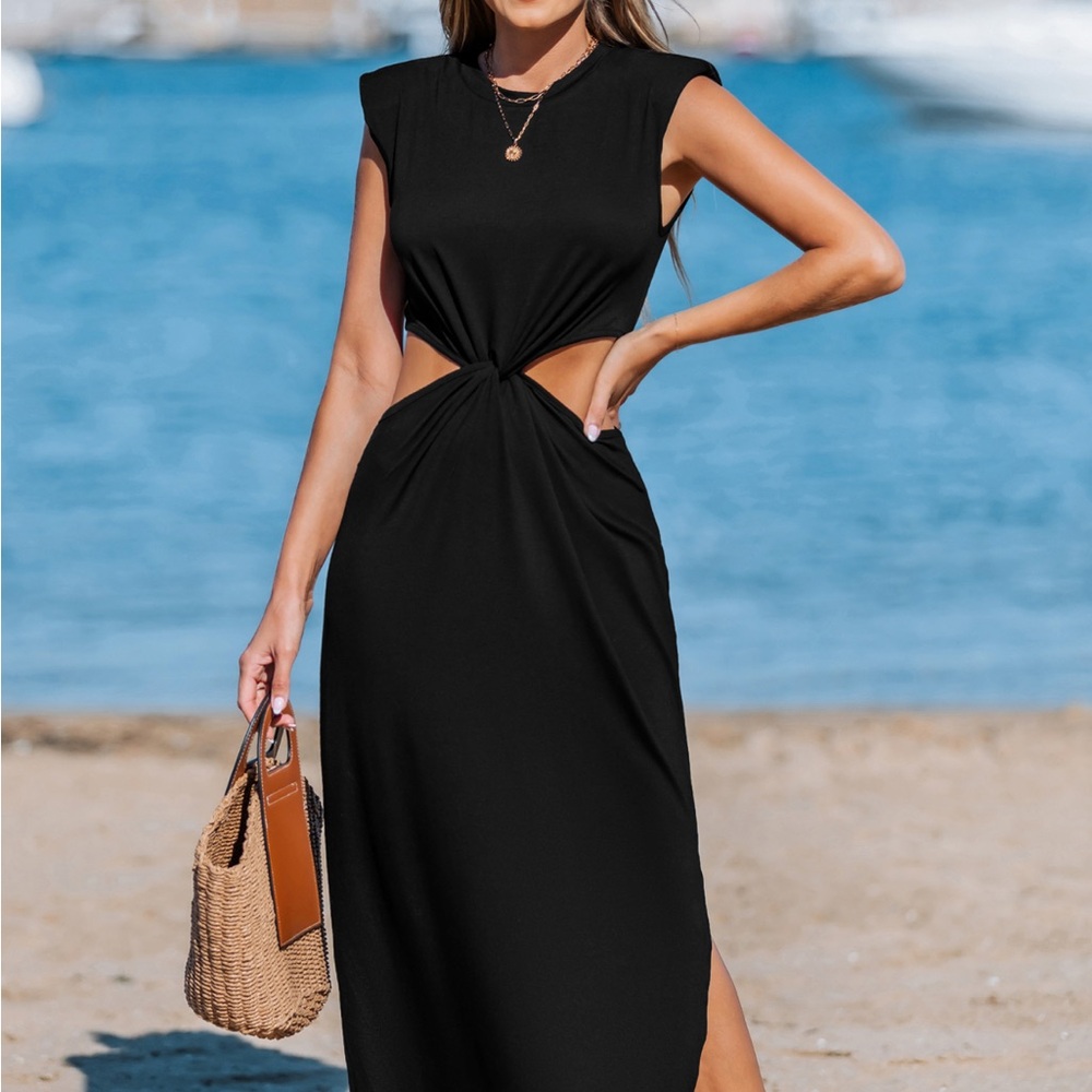 Elegant Black Cut-Out Dress
